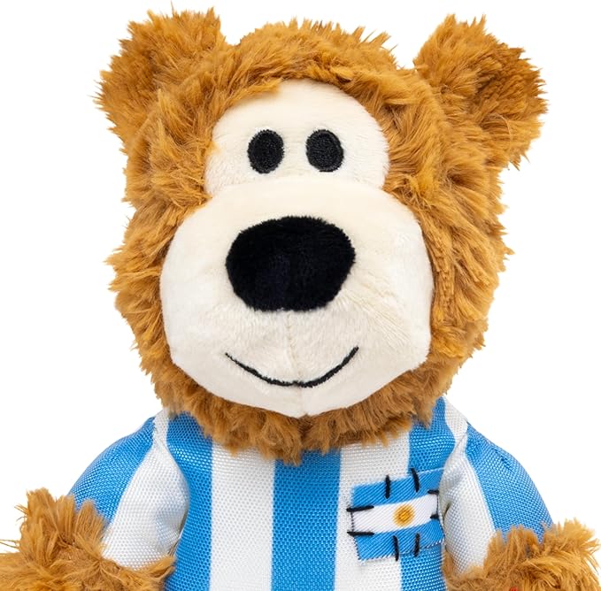 KONG Wild Knots Bear Soccer Player Dog Toy – Argentina – National Team Jersey Inspired – International Tournament Edition – Plush Rope Toy with Squeaker, Medium/Large