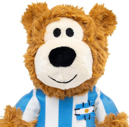 KONG Wild Knots Bear Soccer Player Dog Toy – Argentina – National Team Jersey Inspired – International Tournament Edition – Plush Rope Toy with Squeaker, Medium/Large