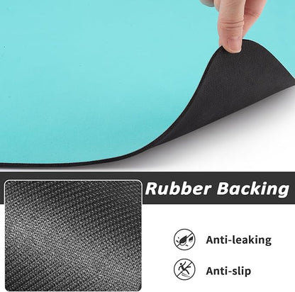 Dog Food Mat - Absorbent Cat Mat for Food and Water, No Stains Pet Feeding Bowl Mat, Easy to Clean Pet Placemats, Quick Dry Dog Water Dispenser Mat for Messy Drinkers | Teal 16"x 24"