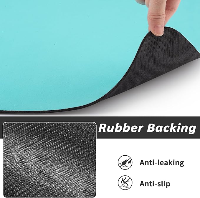 Dog Food Mat - Absorbent Cat Mat for Food and Water, No Stains Pet Feeding Bowl Mat, Easy to Clean Pet Placemats, Quick Dry Dog Water Dispenser Mat for Messy Drinkers | Paw Teal 12"x 19"