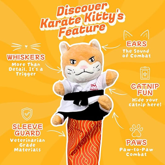 Cat Puppet Toy with Arm Sleeve – Boxing & Arm Wrestling Glove for Cats with Realistic Movements, Catnip Pocket & Crinkle Ears