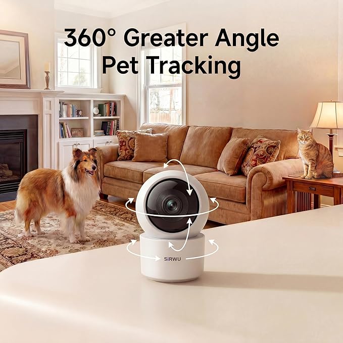 AI Pet Camera Indoor with Phone App, Dog Camera with Speaker, Multi-Pet Recognition & AI Day Summary, 2K 3MP Cat Camera for Indoor, 360° Auto Tracking, Night Vision, 2-Way Talk, WiFi 2.4G/5G