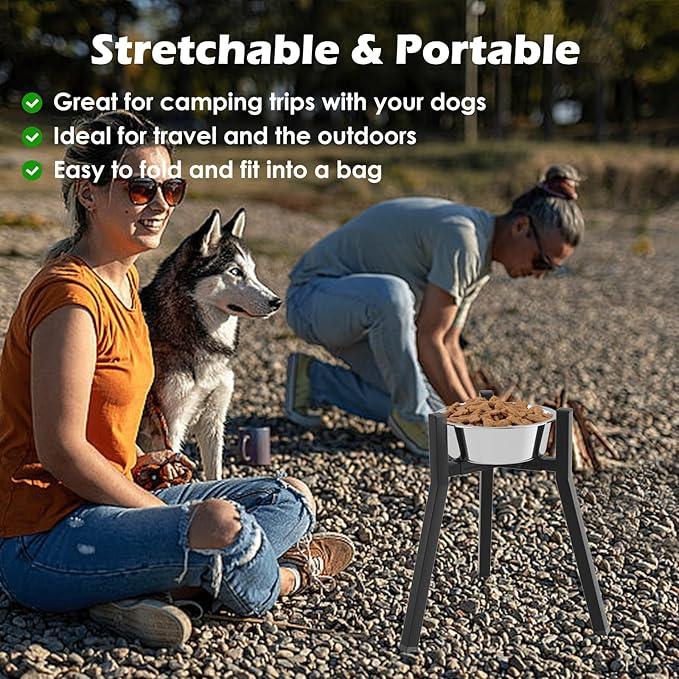 SHAINFUN Raised Dog Bowl Stand, Adjustable Width 8.3-12.6", Single Elevated Food Water Holder, Bowl Not Included
