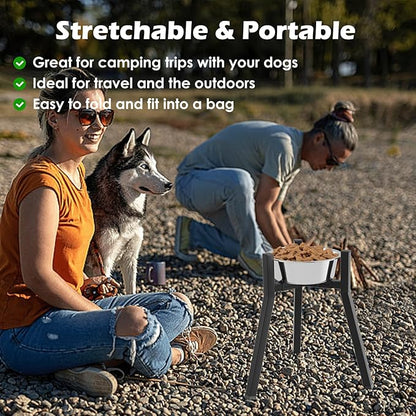 SHAINFUN Raised Dog Bowl Stand, Adjustable Width 8.3-12.6", Single Elevated Food Water Holder, Bowl Not Included