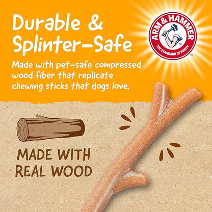 Arm & Hammer for Pets Barkies Tree Branch Compressed Wood Collection, 8 Inch Bacon Flavored Wood Blend Chew Toy for Dogs - Faux Stick, Splinter-Free, Alternative to Chewing Sticks - 2 Pack