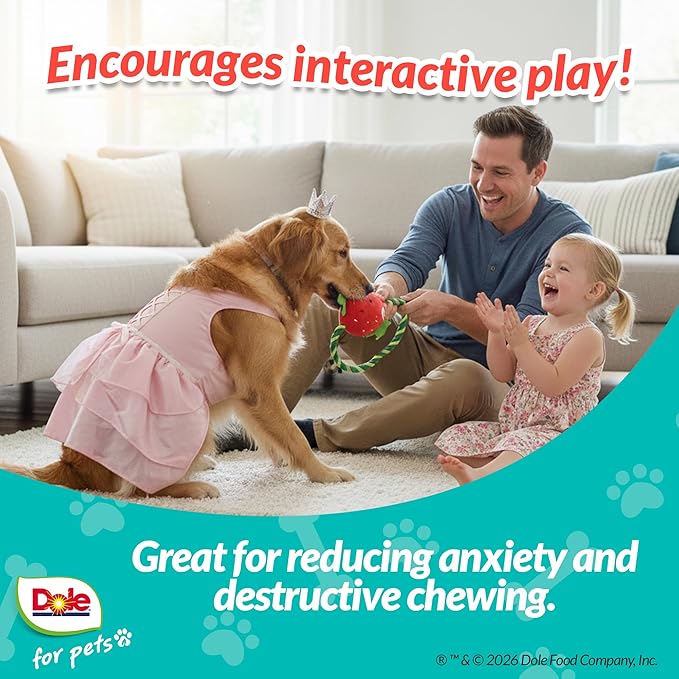 Dole for Pets® Dog Rope Toy with Squeakers, Strawberry Tug of War Dog Toy, Tough Cotton Rope Toys for Dogs, Aggressive Chew Toys for Medium Dogs