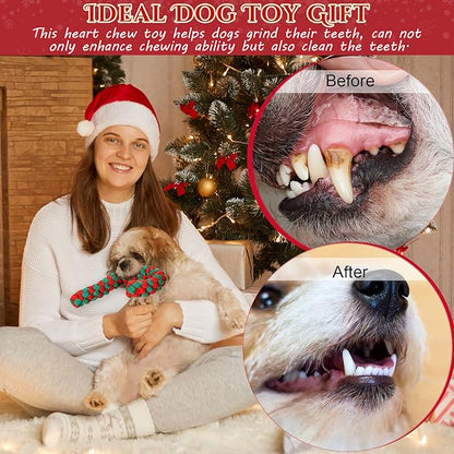 Sadnyy 9 Pcs Christmas Dog Rope Toys Gingerbread Man Reindeer Puppy Chew Xmas Toys Set Interactive Dog Stocking Stuffers, Tough for Puppy Small Medium Gifts Pet Playing Teething Cleaning
