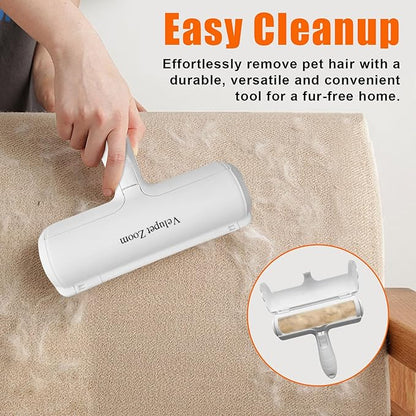 Pet Hair Remover Lint Roller for Pet,Cat Hair Removal Tool Reusable Lint Roller for Furniture, Couch, Carpet, Clothing and Bedding,White Grey