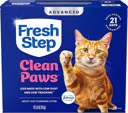 Fresh Step Advanced Clean Paws Multi Cat Clumping Cat Litter with Febreze Freshness, Low Dust, Odor Control with Ammonia Block Tech, Compatible in Automatic Litter Boxes, 37 lbs. (2 x 18.5 lb.)