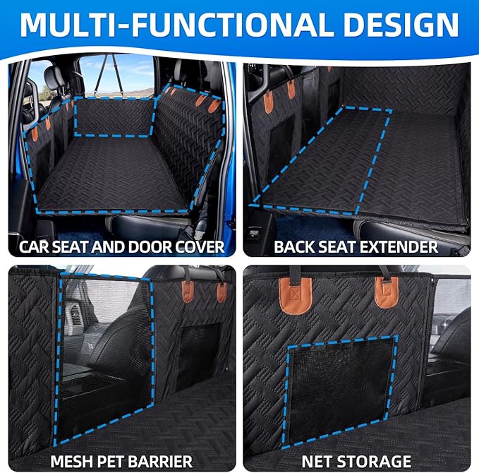 MAXFUT Truck Dog Seat Cover Back Seat,Back Seat Extender for Truck,Dog Hammock,Hard Bottom Car Seat Cover,Pet Seat Cover for F150/RAM1500/Silverado