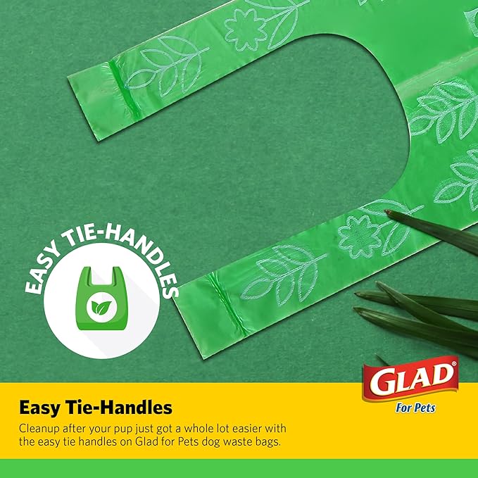 Glad Eco Friendly Dog Waste Bags | Leak Proof, Strong Poop Bags for All Dogs, Green (Pack of 6, 2160 Count Total)