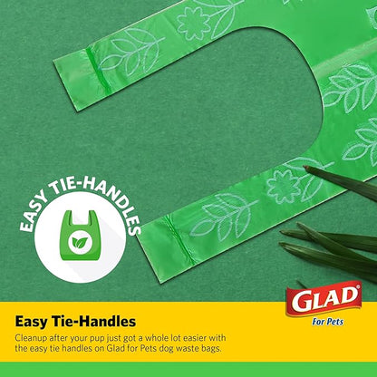 Glad Eco Friendly Dog Waste Bags | Leak Proof, Strong Poop Bags for All Dogs, Green (Pack of 6, 2160 Count Total)