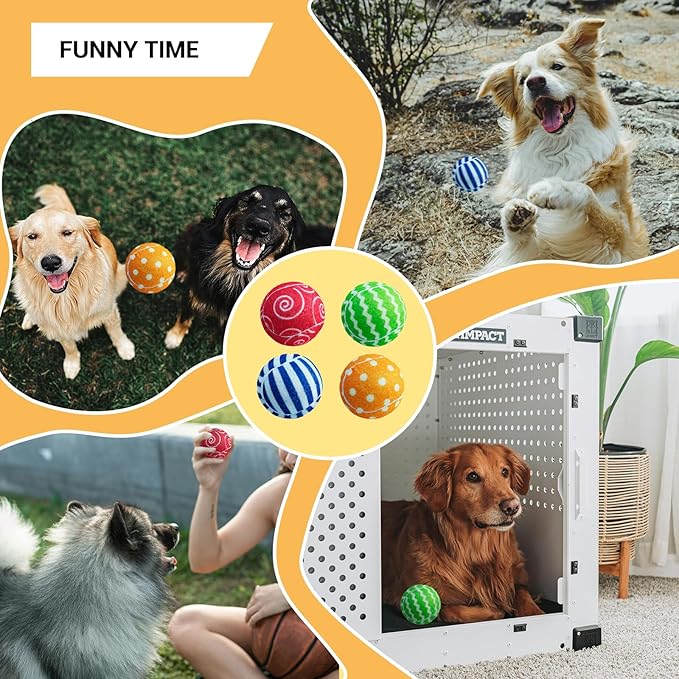 AMA SPORT Squeaky Tennis Balls for Dogs 4 Pack 2.5" Squeaky Tennis Balls for New Puppy Small Medium Dog Toys for Fetch, Exercise, Outdoor Play