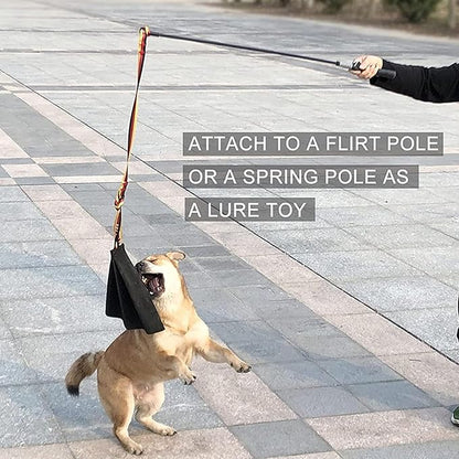 Fockety Leather Bite Rag for Dog Training, Interactive Puppy Bites Rag with Handle, Dog Tug Toys, Tug of War Dog Toy, Train Bite Grip, Puppy Toy to Build Prey Drive, Play Tug of War Game
