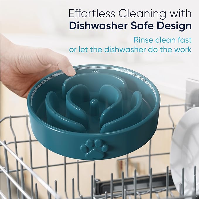 Slow Feeder Dog Bowls – Dog Bowl Slow Feeder – Microwaveable Dog Slow Feeder for All Breeds – Lead and BPA-Free Ceramic Pet Bowl – Pet Feeder for Fast Eaters
