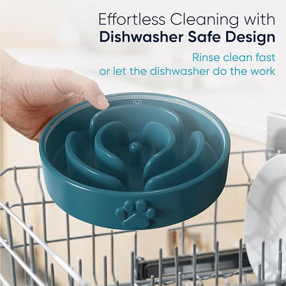 Slow Feeder Dog Bowls – Dog Bowl Slow Feeder – Microwaveable Dog Slow Feeder for All Breeds – Lead and BPA-Free Ceramic Pet Bowl – Pet Feeder for Fast Eaters