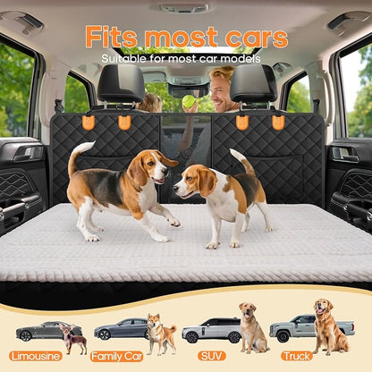 Pet Bed Mat for Car Backseat, Non-Slip Dog Bed for Car Back Seat, Flannel Backseat Dog Bed for Cars Trucks and SUVs (White, 24.8x54 inch)