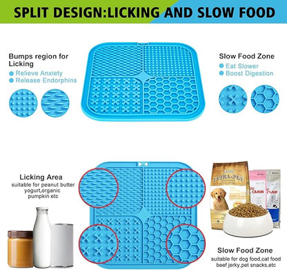 Dog Lick Pad, 2-Pack Large Licking Mat for Dogs, Slow Feeder Dog Licking Mat with Suction Cups. Boredom & Anxiety Reducer, Perfect for Food, Treats, Yogurt, or Peanut Butter.