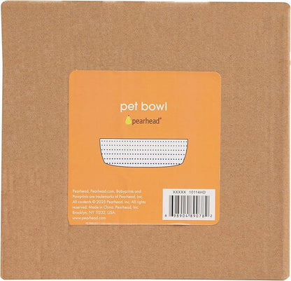 Pearhead Ceramic Dog Bowl – Modern Blue Dot Stoneware Pet Food & Water Bowl for Small Dogs, Weighted Non-Plastic Dog Feeding Dish, Small/Medium 2.25 Cups/ 18 oz