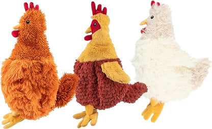 Best Pet Supplies Interactive Squeaky Dog Chew Toy, Ideal Dog Toys for Chewers, Small, Medium & Large Dogs, and Fetch Lovers - Crinkle Chicken (Beige), Large