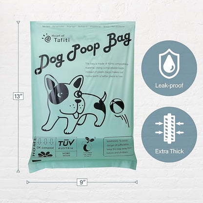 Home Compostable Dog Poop Bags, Plant-Based Dog Waste Bags, Extra Thick & Leak Proof, Unscented Flat Bags, Eco-Friendly 9 x 13 Inches, 75 Count