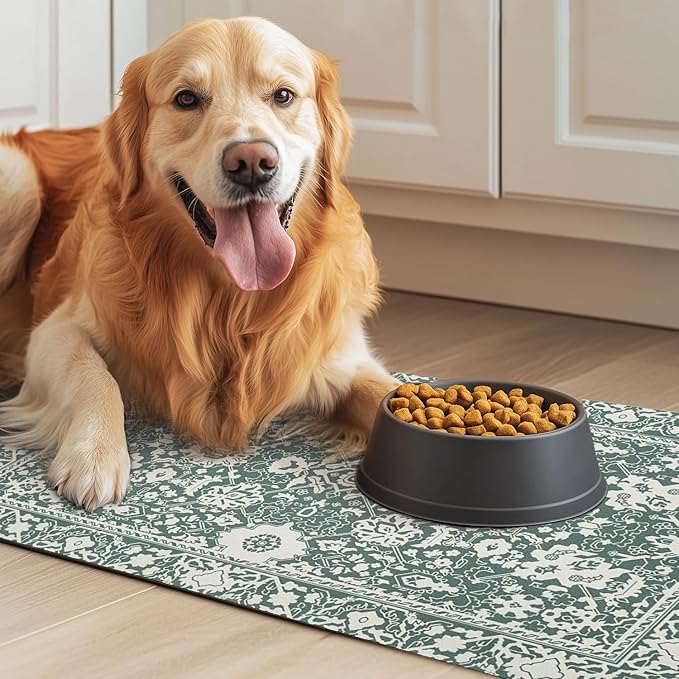 Dog Food Mat for Floors Waterproof Quick Dry Pet Placemat Cat Feeding Bowls Mats for Food and Water, Eco-Friendly Dog Accessories Diatomite Pets Supplies 12" X 20"