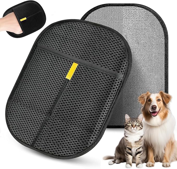 Pet Hair Removal Glove for Dogs & Cats, 2 Pack Newly Upgraded Reusable Electrostatic Pet Hair Glove, Magic Brush Pet Hair Remover Tool for Clothing, Couch, Carpet, Car Seat