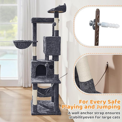 Yaheetech 73inch Cat Tree, Cat Stand Furniture with Scratching Posts Perches Hammock as Indoor Kittens Activity Center