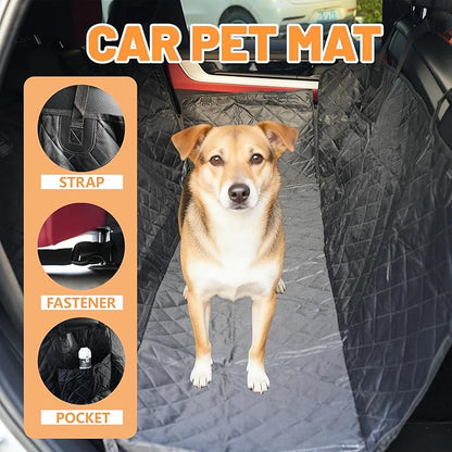 2-in-1 Dog Car Seat Cover & Dog Car Pet Bed Mat for Back Seat, Waterproof Pet Hammock with Soft Plush Cushion, Nonslip Backseat Protector for Dogs, Fits Cars SUVs Trucks