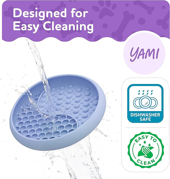 YAMI Dog Lick Bowl, Lick Mat for Dogs, Wet Food Cat Slow Feeder, Freeze Bowl, Enrichment & Puzzle Toy for Anxiety Relief, Food-Grade Silicone, Suction Cups, Dishwasher Fit, for All Breed (Light Blue)