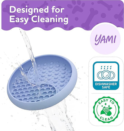 YAMI Dog Lick Bowl, Lick Mat for Dogs, Wet Food Cat Slow Feeder, Freeze Bowl, Enrichment & Puzzle Toy for Anxiety Relief, Food-Grade Silicone, Suction Cups, Dishwasher Fit, for All Breed (Light Blue)
