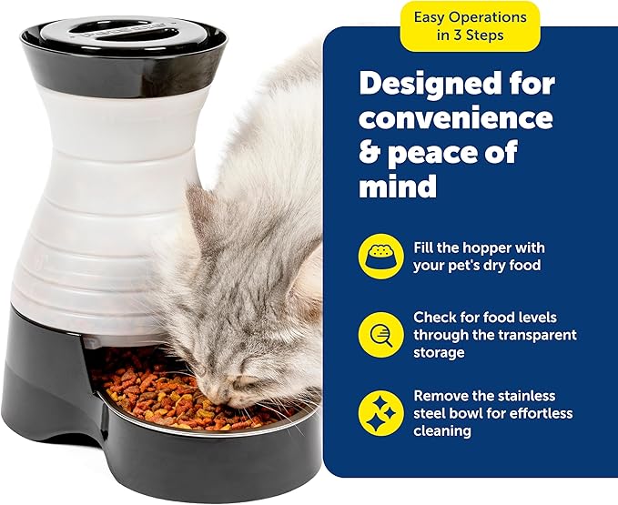 PetSafe Healthy Pet Food Station - Automatic Indoor Gravity Cat & Dog Feeder - Space-Saving Self Feeder - Easy to Clean - Medium - Up to 4 lb Kibble Capacity
