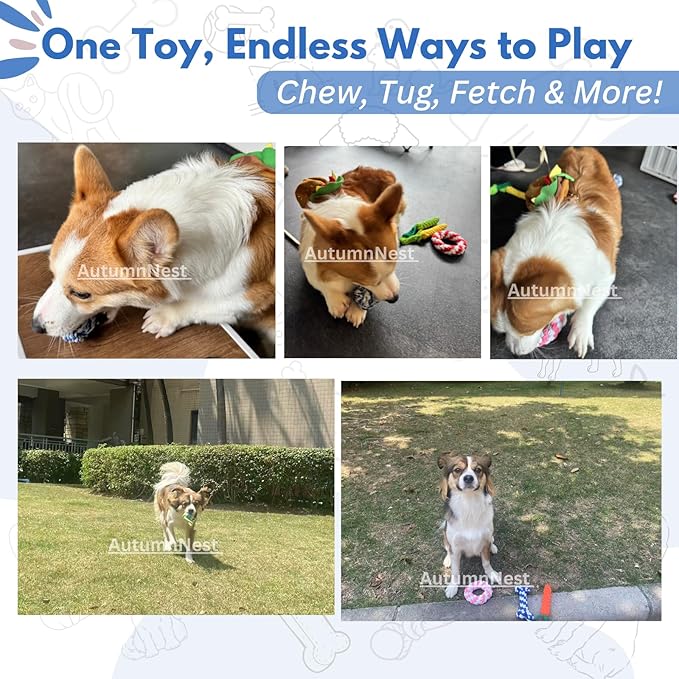 7PCS Woven Pet Rope Toys Set, Pink & Blue, Durable Cotton Pet Chew Toys for Dogs, Cats & Pets, Interactive Play & Teething Relief, Chew Toys for Pets