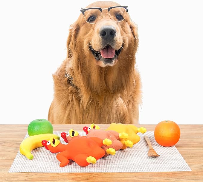 3-Pack Rubber Chicken Dog Toys with Squeakers - Loud Screaming Latex Toys for Small, Medium & Large Breeds - Ideal for Boredom - Busting and Interactive Fetch Play