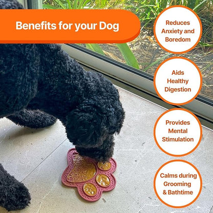 Lick Mat for Dogs & Cats 2 Pack, DOOGUES Slow Feeder Mat for Anxiety Relief, Non-Slip Suction Cups, Spread with Peanut Butter, Yoghurt, or Treats, Suitable for Small and Medium Pets (Green & Beige)