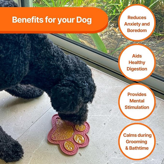 Lick Mat for Dogs & Cats 2 Pack, DOOGUES Slow Feeder Mat for Anxiety Relief, Non-Slip Suction Cups, Spread with Peanut Butter, Yoghurt, or Treats, Suitable for Small and Medium Pets (Green & Beige)