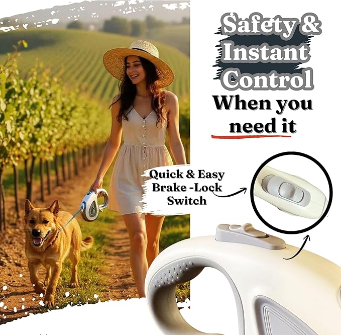 BoldPet® Retractable Dog Leash with Poop Bag Holder for Dogs up to 100 lbs - Heavy Duty 16 Ft Nylon Tape with 360°Tangle-Free Swivel Hook - Anti-Slip Ergonomic Handle for Comfortable Control