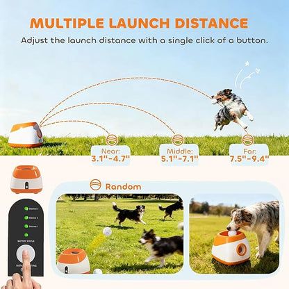 Automatic Dog Ball Launcher for Indoor and Outdoor Play – Adjustable Distance, Quiet Operation, Long-Lasting Battery Powered Fetch Toy