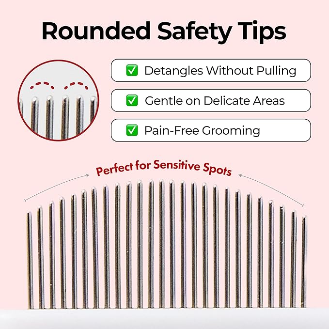JAYU PET Facial Grooming Comb - Dog Eye Combs, Stress-free Eye Gunk Remover for Dogs & Cats, Pet Facial Brush, Cat Grooming Kit, Stainless Steel Deshedding Comb (1ea)