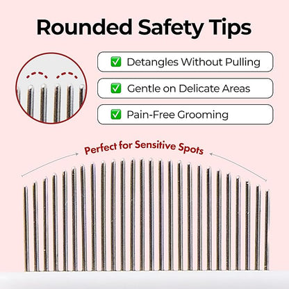 JAYU PET Facial Grooming Comb - Dog Eye Combs, Stress-free Eye Gunk Remover for Dogs & Cats, Pet Facial Brush, Cat Grooming Kit, Stainless Steel Deshedding Comb (1ea)
