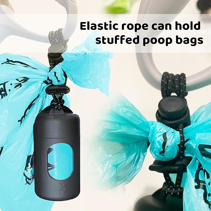 Dog Poop Bag Dispenser for Leash with Snap Clip, Skin-friendly Texture Waste Bag Holder for Dog Walks and Cats, Pets Litter Bag Container, Indoor & Outdoor Use (Black, 1)