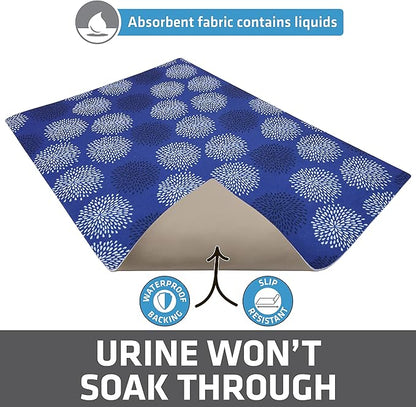 Drymate Cat Litter Box Mat, Litter Trapping Mat, Waterproof, Urine-Proof, Absorbent, Machine Washable, Soft on Paws, Contains Mess, Protects Floors, Kitten Supplies, Dark Blue, 20x28