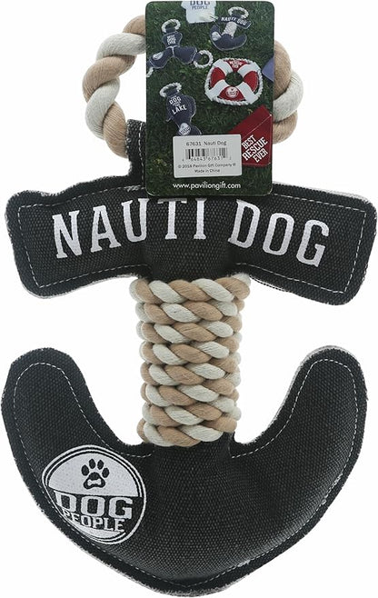 Pavilion Gift Company Nauti Anchor 13 Inch Large Tug of War Rope Sturdy & Durable Canvas Dog Toy, Gray