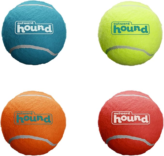 Outward Hound Squeaker Ballz – Squeaky Tennis Balls for Dogs Under 25 lbs, Interactive Dog Toy for Fetch & Training, Small (2"), 4‑Pack