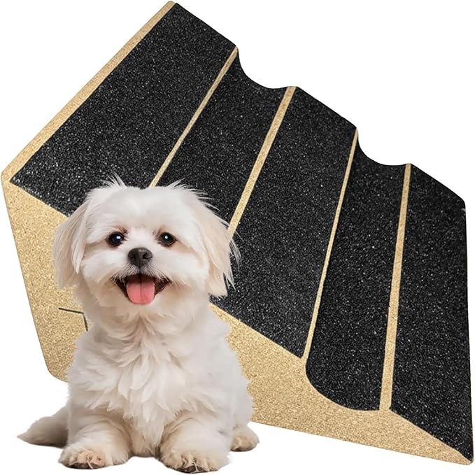 Dog Steps – Soft Grip Carpet Pet Ramp, Grooved Safety Step for Confident Climbing, Natural Cork Ramp for Dogs, Cats & Small Pets Mobility Assist (Pack of 5)