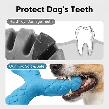 Ultra Durable Y-Shape Dog Chew Toy for Teeth Cleaning - Non-Toxic Rubber Interactive Tug of War & Fetch Toy for Medium & Large Dogs((Blue)