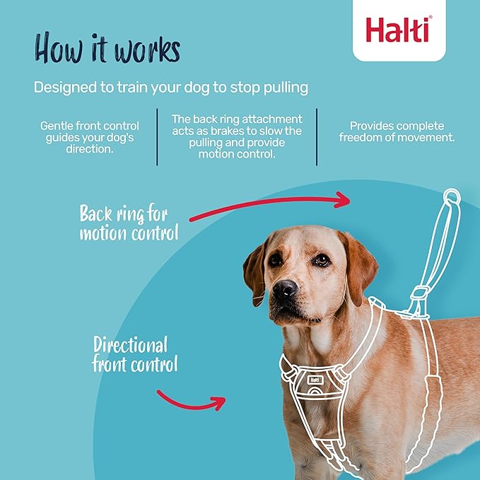 Halti No Pull Harness - Stop Your Dog Pulling on the Leash. Adjustable, Lightweight and Easy to Use. Reflective Dog Training Harness for Large Dogs (Size L, Black)