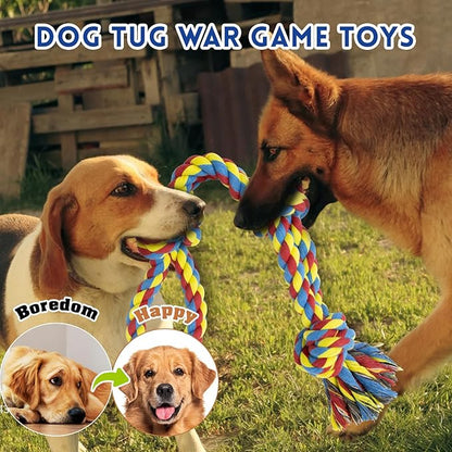 [3 Pack] Christmas Dog Rope Toys for Large and Medium Aggressive Chewers, Nearly Indestructible Rope Chew Toys, Heavy Duty 100% Cotton Tug of War Dog Toy for Boredom, Teeth Cleaning