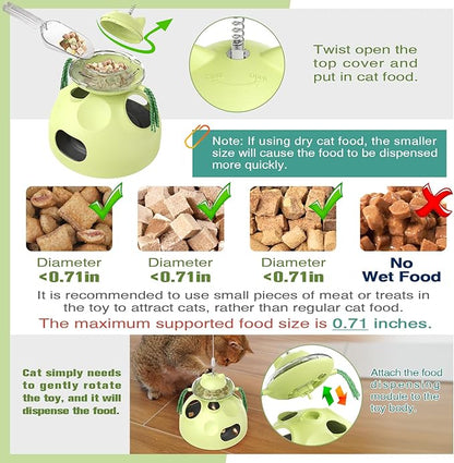Cat Toy, 4-in-1 Cat Interactive Toys for Indoor Cats, Hide and Seek Cats Toys, Spinning Toy and Kitty Food Dispenser Feeder Treat Dispensing Feeding Toy (Green)