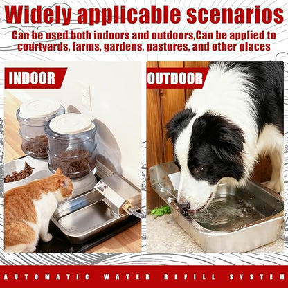 Automatic Dog Water Dispenser 1 Gal/3.8L Outdoor Dog Water Bowl Auto-Fill Water Feeder Stainless Steel Large Livestock Waterer Fit 3/4" GHT Faucet Wide Mouth Wall/Ground Mount